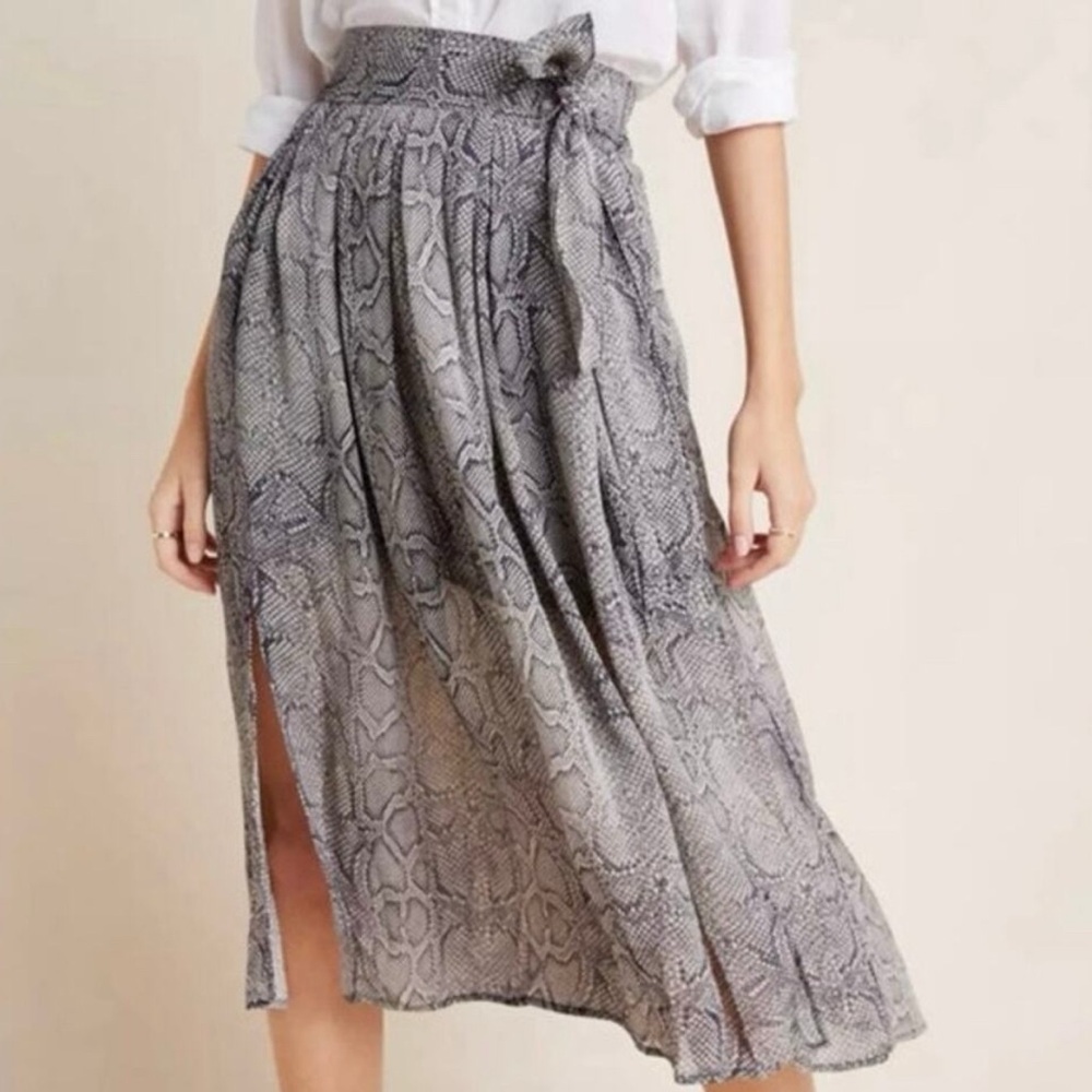 Maeve Snake Print Midi Skirt